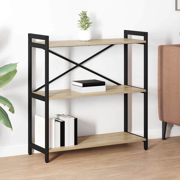 vidaXL Raft pentru cărți Stejar Sonoma 80 x 30 x 85 cm Lemn compozit