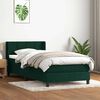 vidaXL Pat box spring cu saltea, verde &icirc;nchis, 80x220 cm, catifea