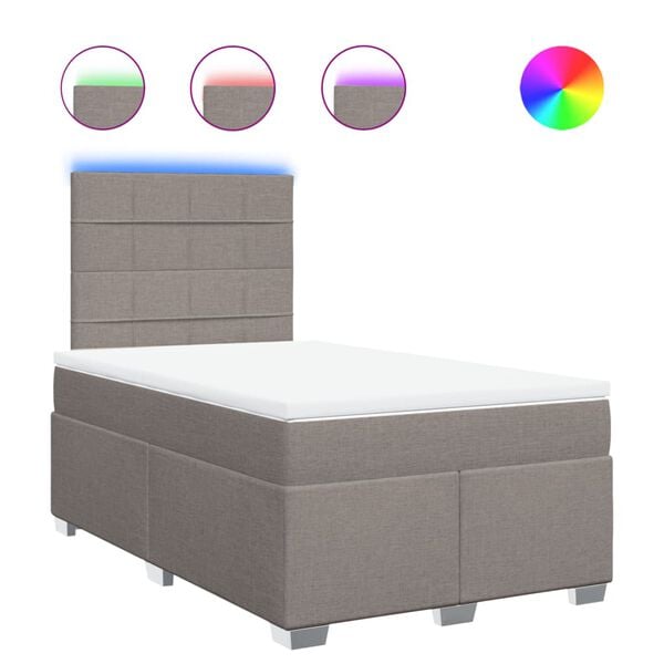 vidaXL Pat box spring cu saltea, taupe, 120x190 cm material textil