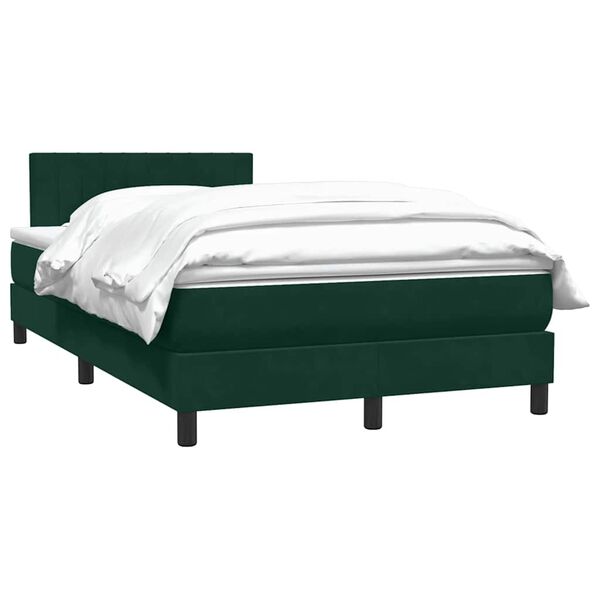 vidaXL Pat box spring cu saltea, verde &icirc;nchis, 120x220 cm, catifea