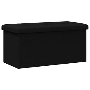 vidaXL Bancă de depozitare pliabilă, negru, imitație de p&acirc;nză