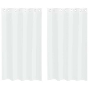 vidaXL Cortină din Voile cu perdele 2 pcs Alb 175 x 140 cm Poliester