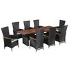vidaXL Set mobilier de exterior cu perne, 9 piese, negru, poliratan