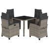 vidaXL Set mobilier de grădină cu perne, 5 piese, gri, poliratan