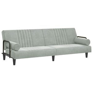 vidaXL Canapea extensibilă cu cotiere, gri deschis, catifea