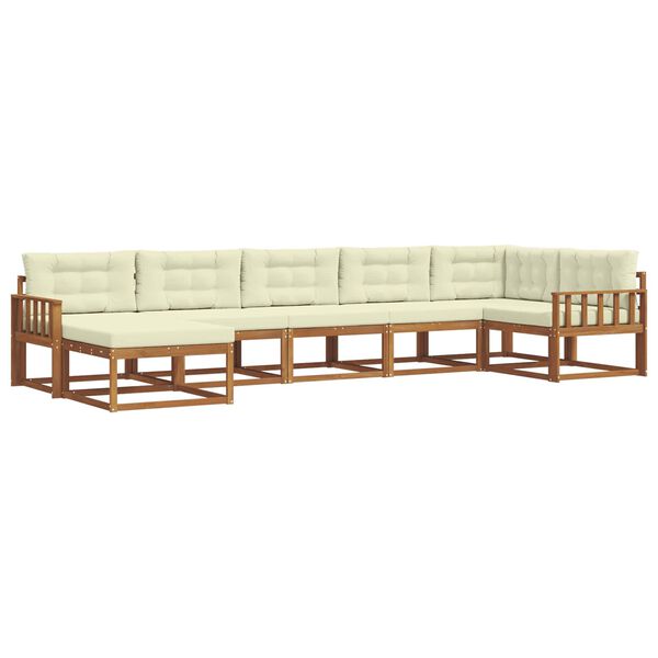 vidaXL Set de canapele de exterior cu pernă 7 pcs Natural și Crem