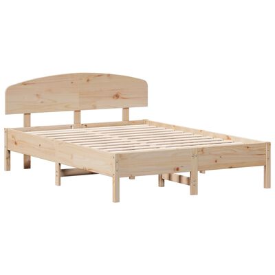 vidaXL Cadru de pat cu tăblie, 135x190 cm, lemn masiv de pin