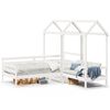 vidaXL Set pat de zi/bancă cu acoperiș alb 80x200 cm lemn masiv de pin
