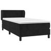 vidaXL Pat box spring cu saltea, negru, 90x200 cm, catifea