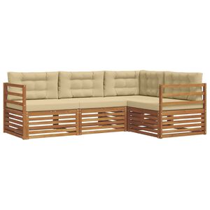vidaXL Set de canapele de exterior cu pernă 4 pcs Natural și Bej