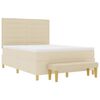 vidaXL Pat cu arcuri cu saltea cu headboard Crem 140 x 200 cm țesătură