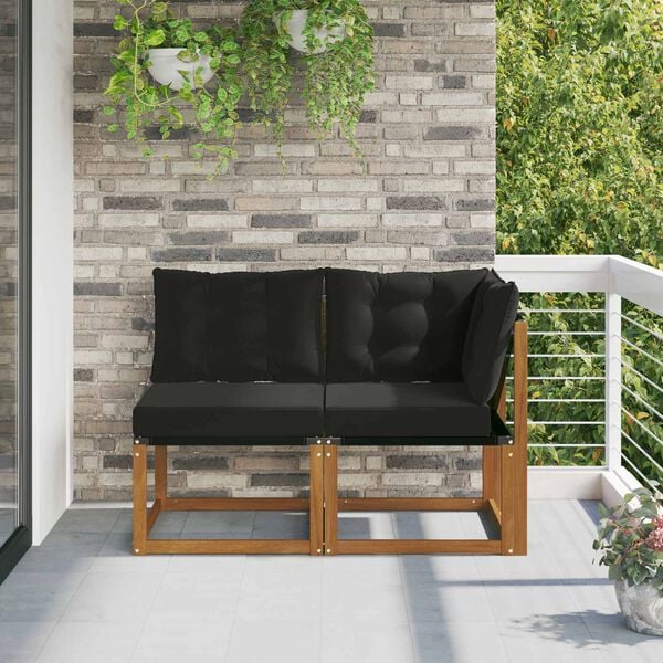 vidaXL Canapea de exterior din mijloc și colț 2 Bucată natural