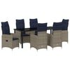 vidaXL Set de masă pentru grădină cu pernă 7 pcs Negru Rattan poli