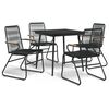 vidaXL Set mobilier de grădină, 5 piese, negru, ratan PVC