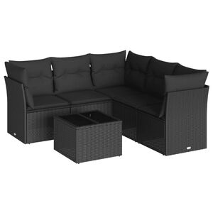vidaXL Set mobilier de grădină cu perne, 6 piese, negru, poliratan