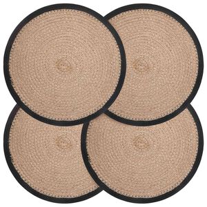 vidaXL Placemeti din iută 4 buc. Natural și Negru 100% Iută Tossa