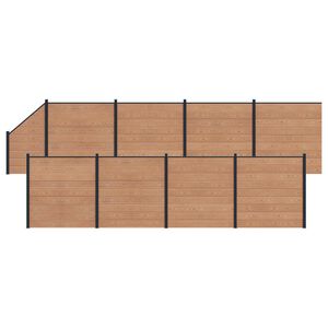 vidaXL Panou de Gardă 9 pcs WPC și Aluminiu Maro
