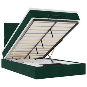 vidaXL Cadru de pat otoman cu saltele, catifea verde &icirc;nchis 120x200cm