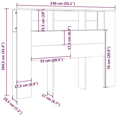 vidaXL Dulap tăblie, gri beton, 140x18,5x104,5 cm