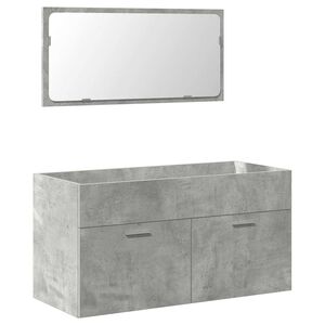 vidaXL Dulap de baie cu oglindă, gri beton, lemn prelucrat