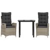 vidaXL Set mobilier de grădină cu perne, 3 piese,gri deschis,poliratan