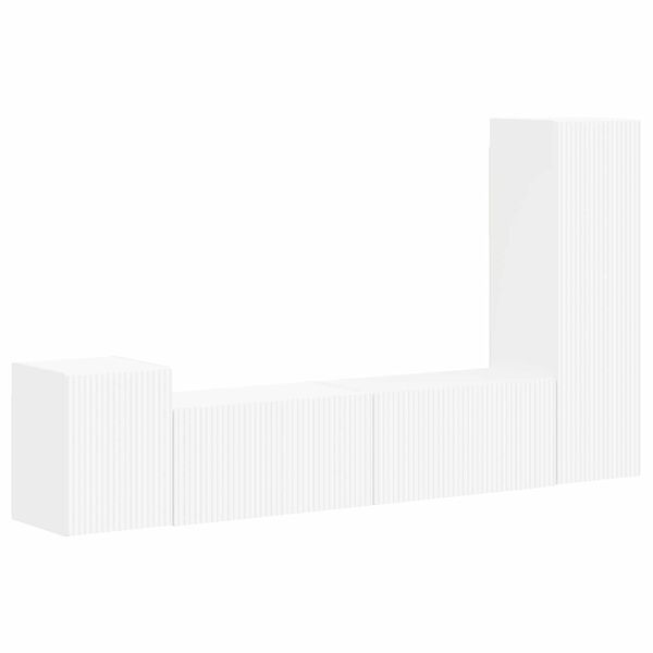 vidaXL Set comodă TV Pe perete 4 pcs Alb Lemn compozit