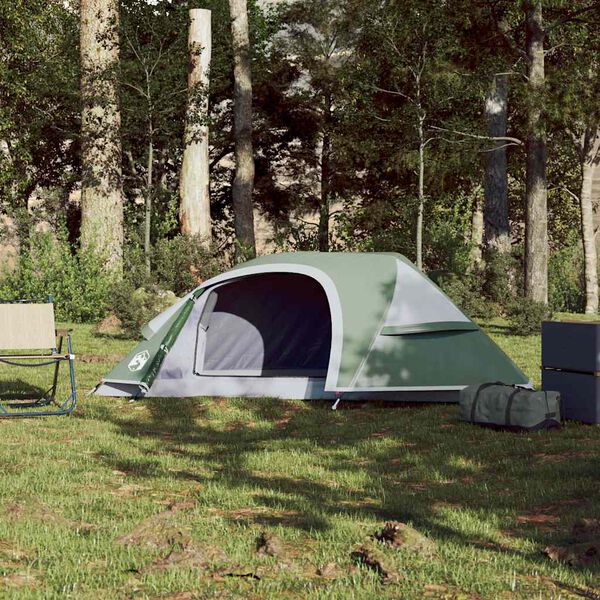 vidaXL Cort de camping cupolă pentru 1 persoană, verde, impermeabil