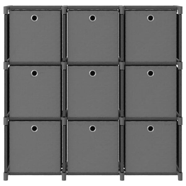 vidaXL Raft 9 cuburi cu cutii, gri, 103x30x107,5 cm, material textil