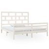 vidaXL Cadru de pat Super King, alb, 180x200 cm, lemn masiv