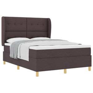 vidaXL Pat cu arcuri cu headboard Maro &icirc;nchis 200 x 140 cm țesătură