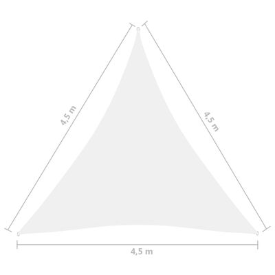 vidaXL Parasolar din țesătură oxford triunghiular, alb, 3x4x5m