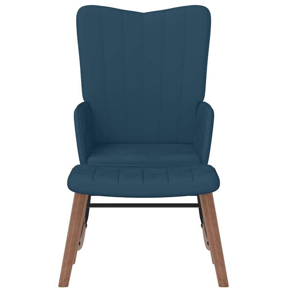 vidaXL Scaun balansoar cu taburet, albastru, catifea