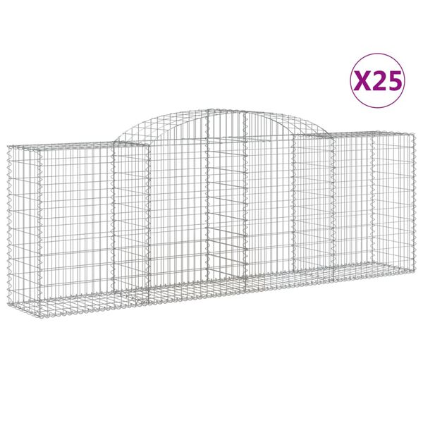 vidaXL Coșuri gabion arcuite 25 buc, 300x50x100/120cm, fier galvanizat