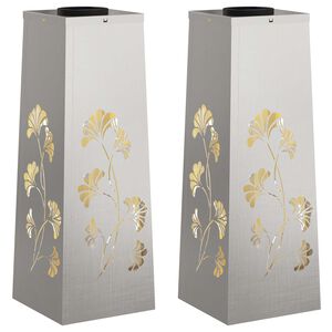 vidaXL Lumină LED Solară pentru Alei 2 buc. Alb cald 18 x 18 x 50 cm