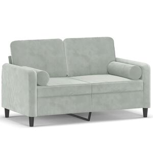vidaXL Canapea cu 2 locuri cu pernuțe, gri deschis, 120 cm, catifea