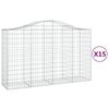 vidaXL Coșuri gabion arcuite 15 buc, 200x50x120/140 cm,fier galvanizat