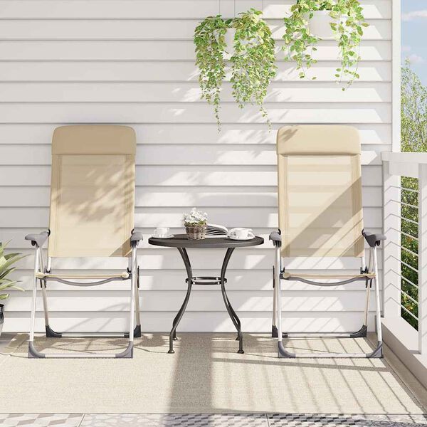 vidaXL Scaune de camping pliante, 2 buc., crem, aluminiu