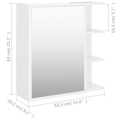 vidaXL Dulap de baie cu oglindă, alb, 62,5 x 20,5 x 64 cm, PAL