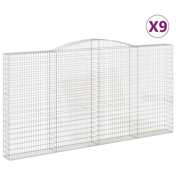 vidaXL Coșuri gabion arcuite 9 buc. 400x30x200/220 cm fier galvanizat