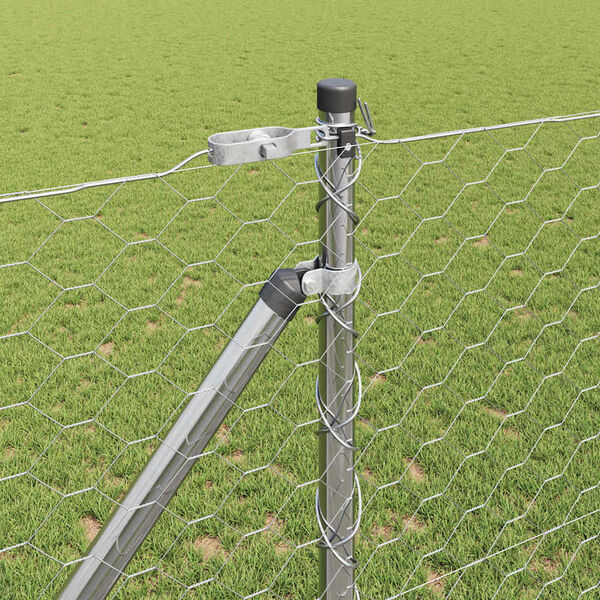 vidaXL St&acirc;lp de gard. Argintiu 50 x 1,4 m (plasă de 50 mm) Oțel