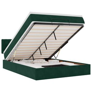 vidaXL Cadru de pat otoman cu saltea verde &icirc;nchis 140x190cm catifea