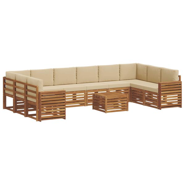 vidaXL Set canapea sectională cu pernă 11 pcs Natural și Bej
