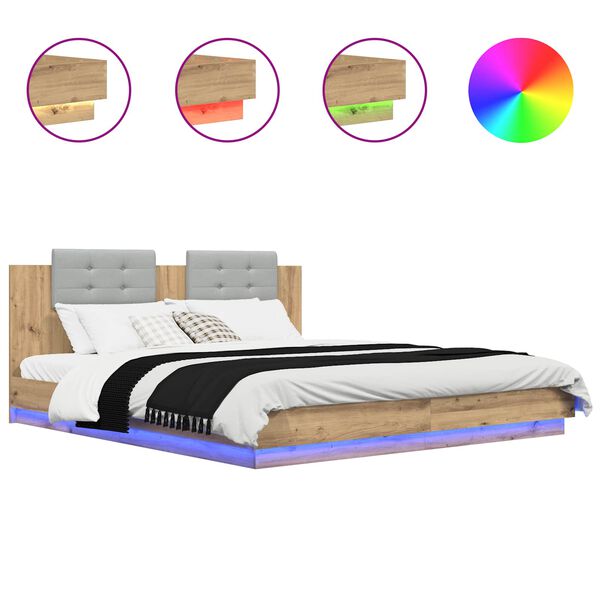 vidaXL Cadru de Pat cu Tăblie Stejar Artizanal 180 x 200 cm