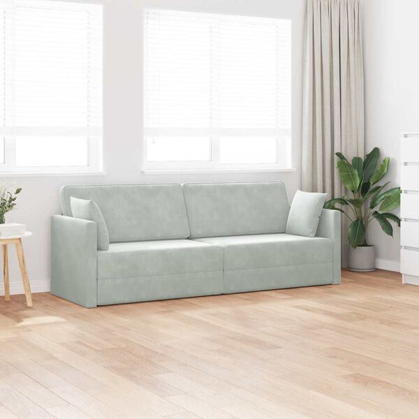 vidaXL Canapea extensibilă de podea Gri deschis 213 x 70 x 77 cm