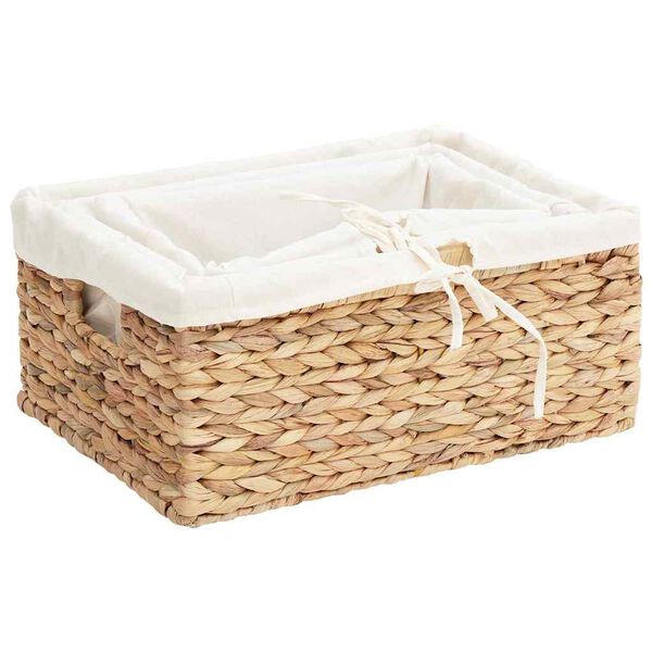 vidaXL Coșuri de depozitare 3 pcs natural 40 x 30 x 18 cm
