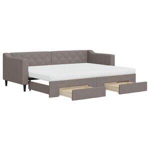vidaXL Pat de zi cu extensie și sertare, gri taupe, 80x200 cm, textil