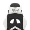vidaXL Scaun gaming pivotant/suport picioare negru/alb piele eco