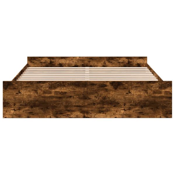 vidaXL Cadru de pat cu sertare stejar fumuriu 200x200cm lemn prelucrat