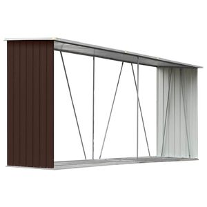 vidaXL Șopron depozitare lemne, maro, 330x84x152 cm, oțel galvanizat