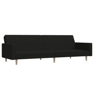 vidaXL Canapea extensibilă cu 2 locuri, negru, material textil